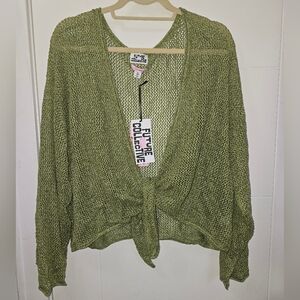FUTURE COLLECTIVE  ×Alani Noelle Target Crochet Midi Green Metallic Sweater Sz4X